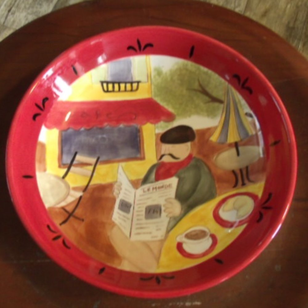 Jennifer Brinley "Cafes" 13" Pasta Serving Bowl